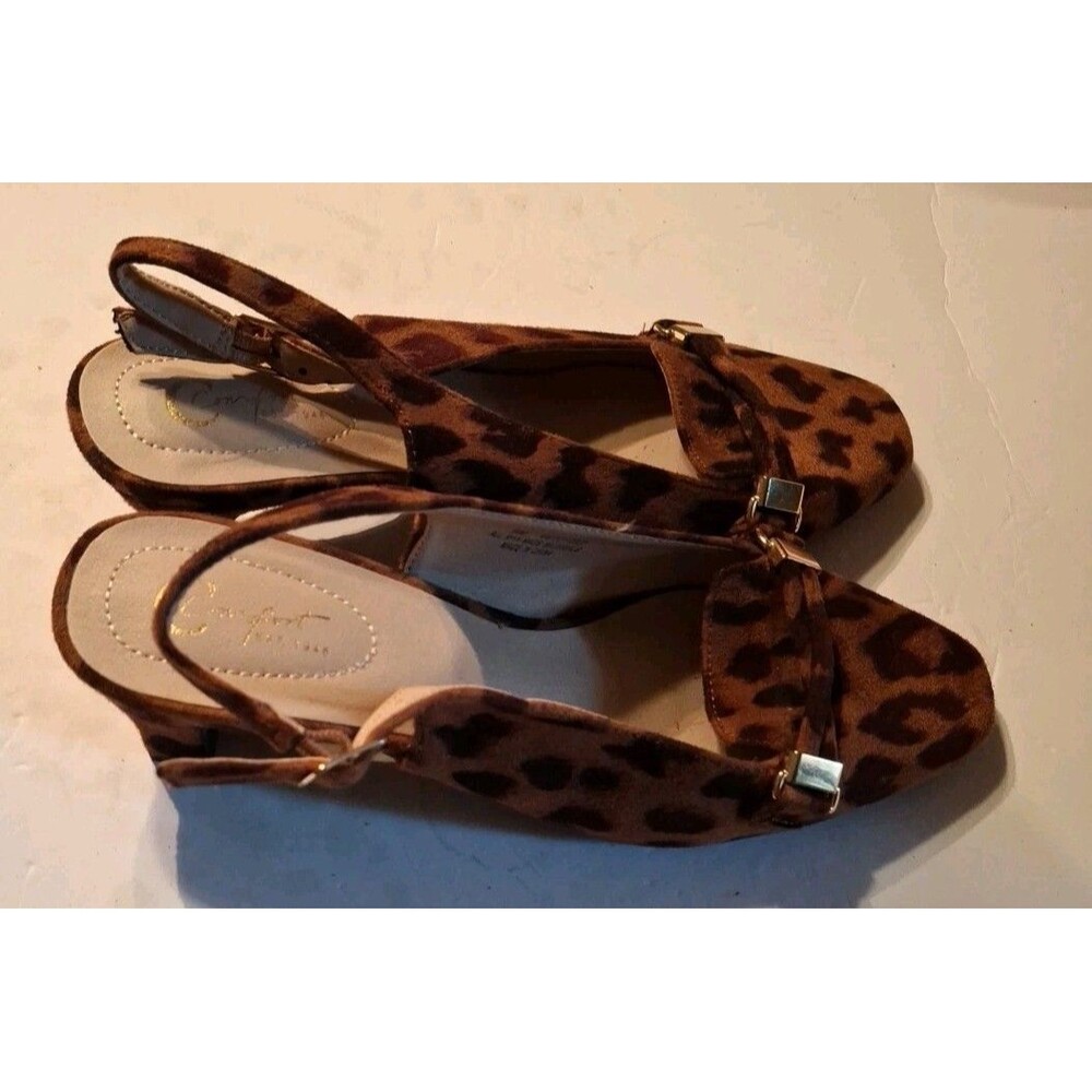 leopard-print slingback flat shoes Size 8M